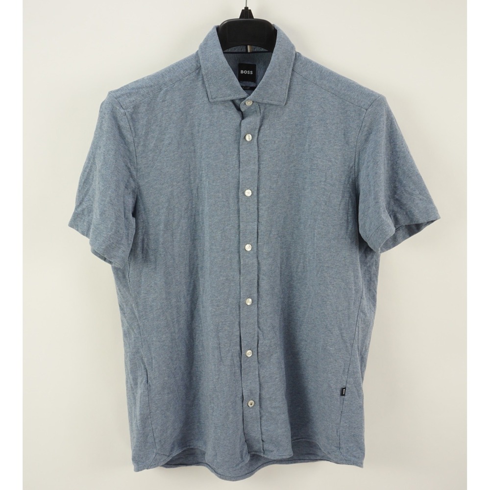 Hugo Boss Roan Knit Performance Button Up Shirt Men's Medium Slim Light Blue
